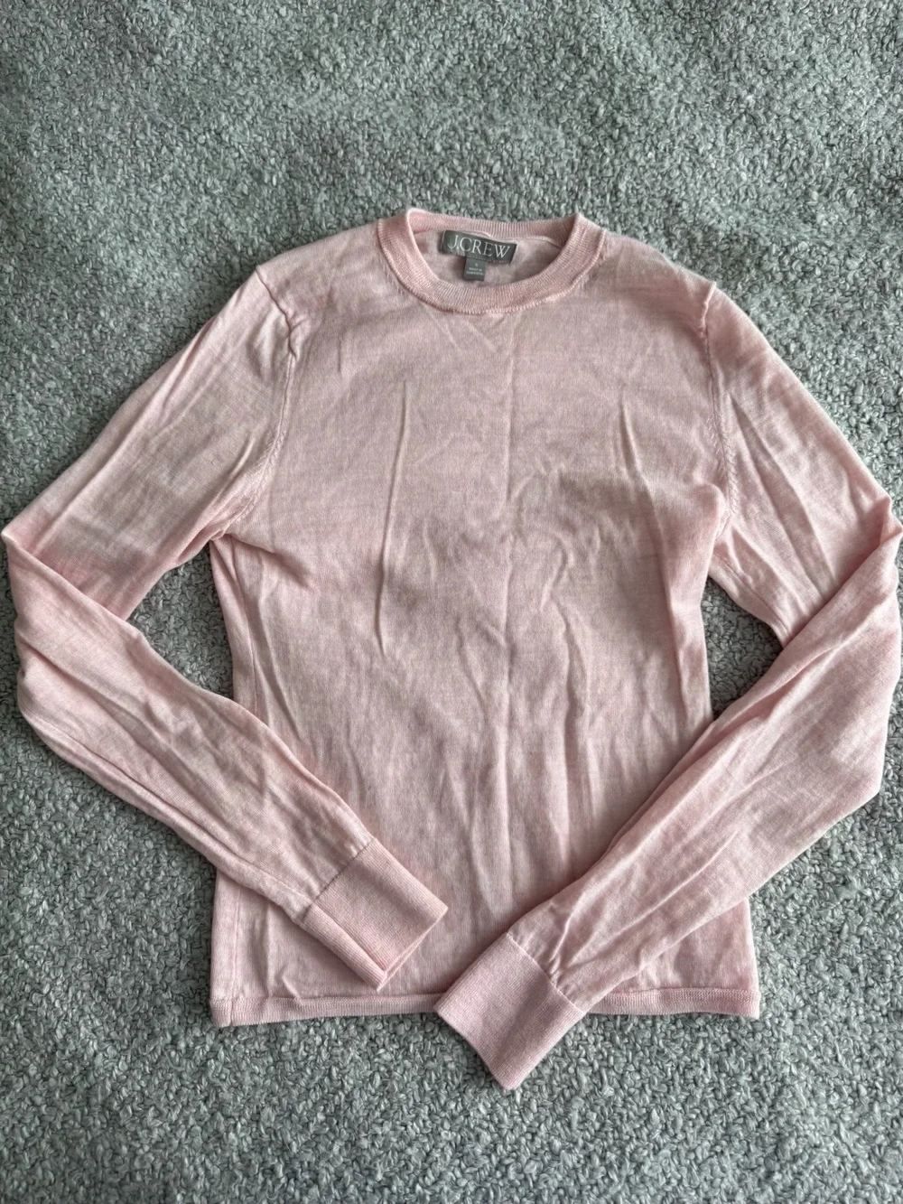 J. Crew Soft Pink Carolyn fitted crewneck sweater in merino wool